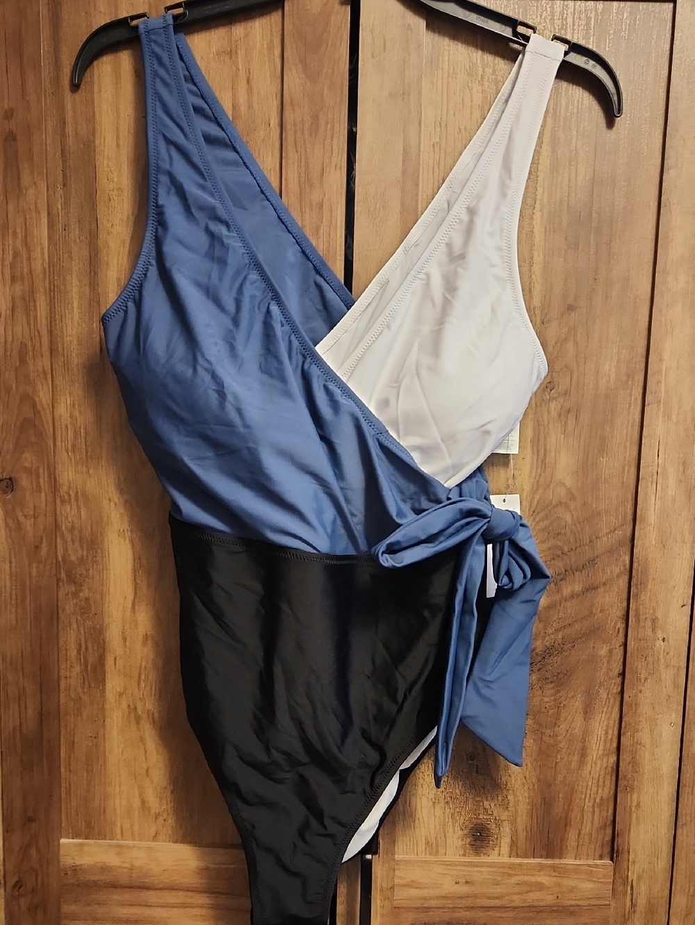 Cupshe Blue, White & Black One-Piece Swimsuit/Bathing Suit With Bow/Tie - NWT